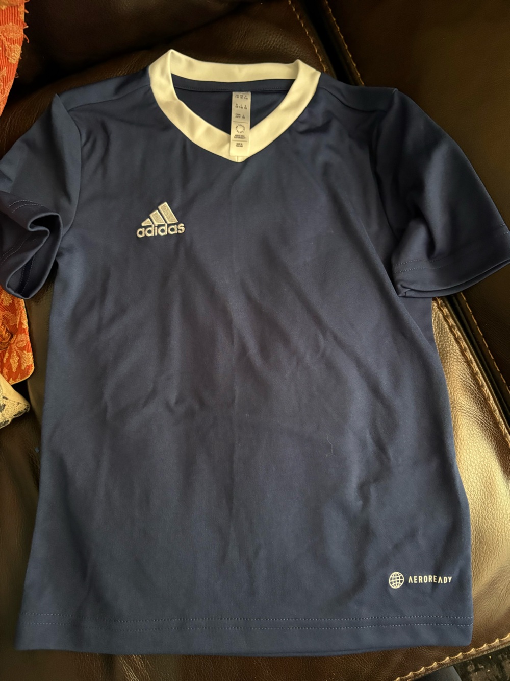 adidas Navy Crewneck Athletic Shirt with White Trim